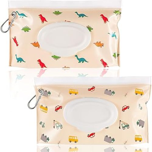 FEBSNOW 2 Pack Baby Wipe Dispenser, Reusable Portable Travel Wipe Holder