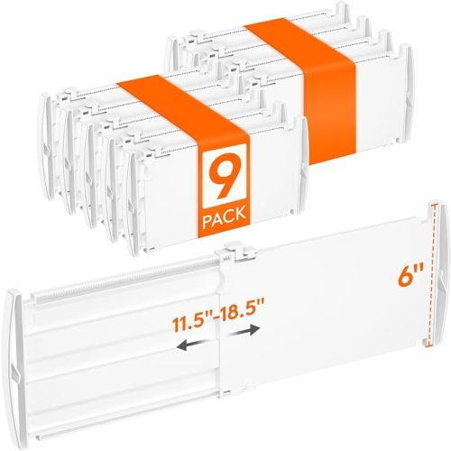 Lifewit Adjustable Drawer Dividers, 4" High 10.5-16.5" Long, 9 Pack