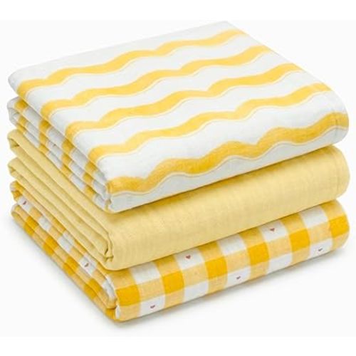 Muslin Swaddle Blankets for Newborns, 3 Pack Multipurpose 100% Organic Cotton, Ultra Soft Breathable Receiving Blanket 39 x 39 inches, Swaddle Wrap for Baby Boys & Girls