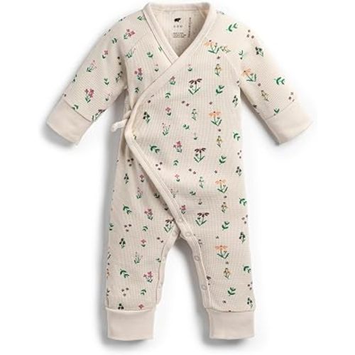 monica + andy Kimono Tie Long Sleeve One Piece, 100% Organic Baby Clothes for Girls & Boys, Preemie, Newborn & Infant