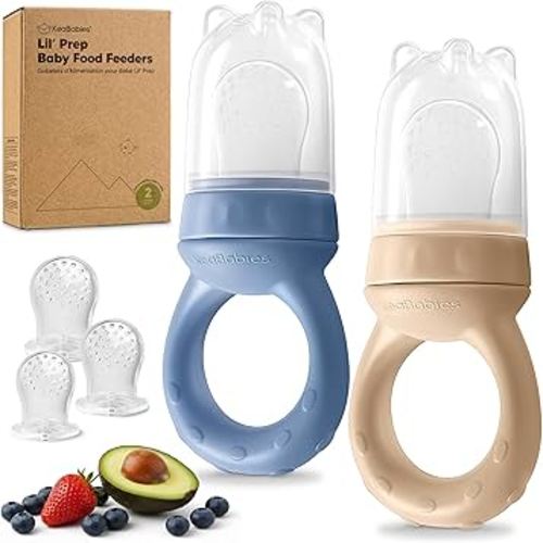 KeaBabies Baby Fruit Feeder 2pk - Silicone Baby Food Feeder for Babies 6-12 Months, Breast Milk Popsicle Teether, Weaning, Pacifier, Freeze Frozen Solid Food, Infant Feeding Essential (Maritime)