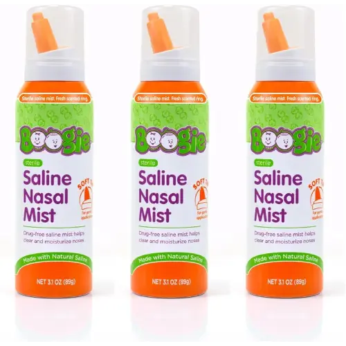 Boogie Saline Nasal Spray Mist for Baby and Kids, Allergy Relief, Nasal Decongestant, Made with Saline, Fresh, 3.1 Ounce (Pack of 3)