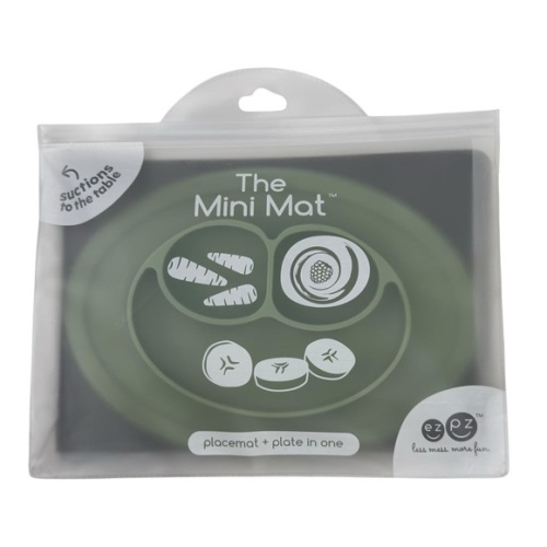 EZPZ The Mini Mat Baby Placemat Food Bowl/Plate Silicone Suction BPA free Sage