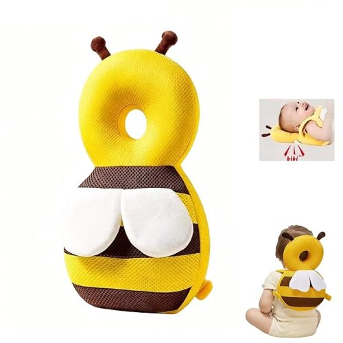 Baby Head Protector Backpack Soft Breathable Safety Cushion for Walking and Crawling, Unisex Toddler, Yellow Bee