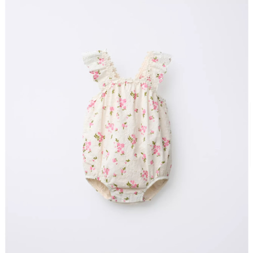 FLORAL EYELET ROMPER - Ecru | ZARA United States