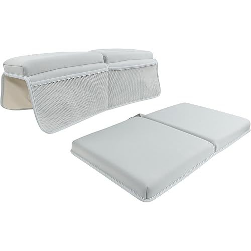 Bath Kneeler and Elbow Rest Pad - Over Tub Foam Bathtub Kneeling Pad with Storage Pockets and Suction Cups