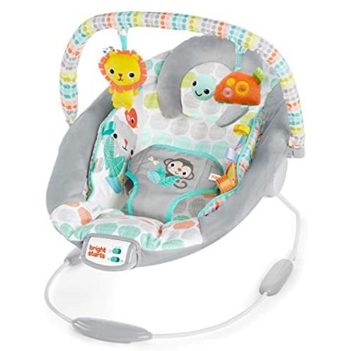 Bright Starts Whimsical Wild Comfy Baby Bouncer Seat with Soothing Vibration and Music