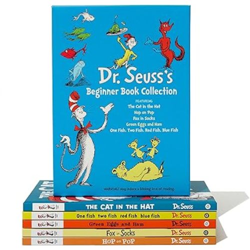 Dr. Seuss's Beginner Book Boxed Set Collection: The Cat in the Hat; One Fish Two Fish Red Fish Blue Fish; Green Eggs and Ham; Hop on Pop; Fox in Socks Hardcover – Box set, September 22, 2009