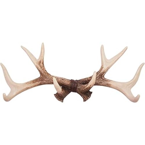 Wowser Rustic Deer Antler Wall Mounted Hook Rack - 14.75 Inches, 4 Hooks