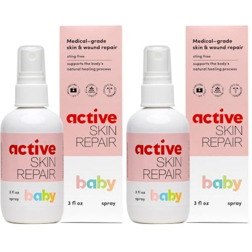 Active Skin Repair Natural, Non-Toxic, No Sting Baby Spray First Aid Safe For Use on Diaper Rash, Baby Acne, Eczema, Cuts, Wounds, Scrapes, and Other Skin Irritations (3 oz. Spray) (Pack of 2)
