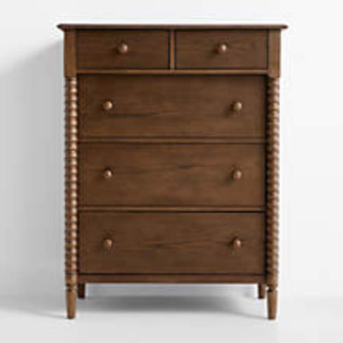 Jenny Lind 37" Deep Brown Wood Tall 5-Drawer Kids Dresser