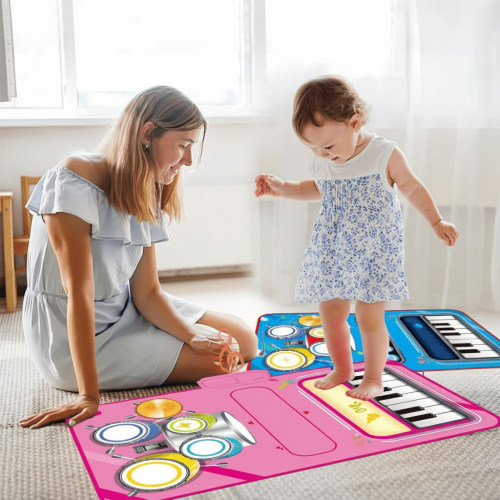 Baby Play Mat With 5 Instruments | Musical Activity Mat for Tummy Time | Infant Floor Piano Gym for Sensory Learning Crawling & Playtime Fun – Rigoulous