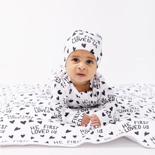 He First Loved Us PJ Footed Onesie Cotton