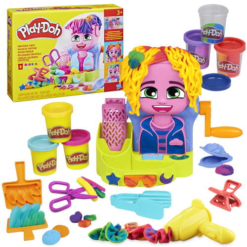 Play-Doh Hair Stylin' Salon Playset with 6 Cans, Pretend Play Toys for Girls and Boys Ages 3 and Up
