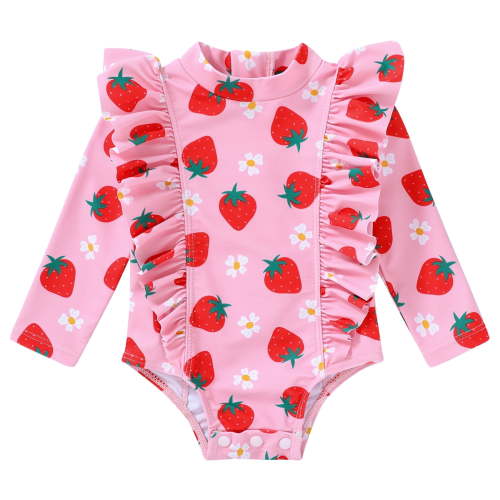 Happy Town Infant Baby Girls Swimsuit Summer One-Piece Long Sleeve Bathing Suit