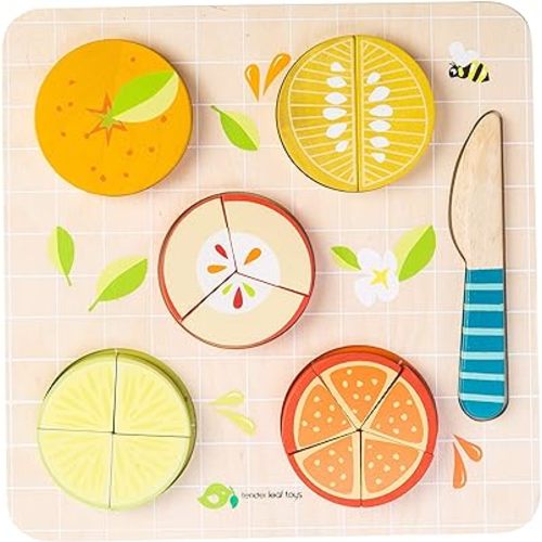Tender Leaf Toys - Citrus Fractions - Math Learning Wooden Toys, Sorting Toys - Educational Game for 18m+