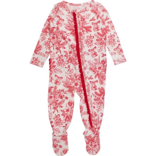 Modal Blend Ruffle One Piece Footie Pajamas, 3-6M