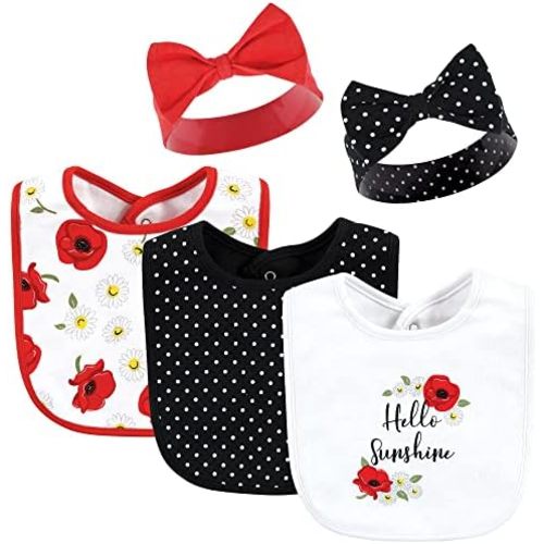 Hudson Baby Unisex Baby Cotton Bib and Headband Set
