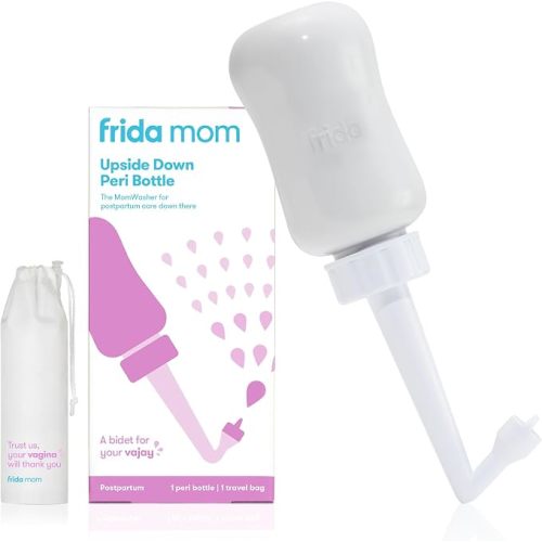 Frida Mom Upside Down Peri Bottle Sprayer for Postpartum Care w/ Bag, Gray