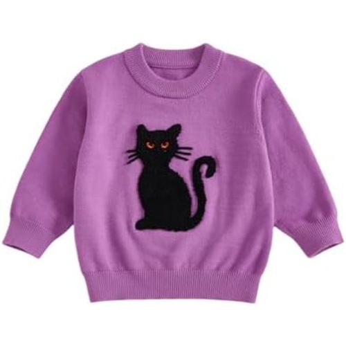 Hekkomird Baby Girl Boy Cute Letter Ghost Embroidery Long Sleeve Oversized Sweater Infant Newborn Fall Winter Outfit