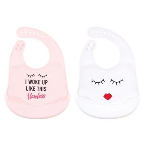 Little Treasure Baby Girl Silicone Bibs 2pk, Flawless, One Size