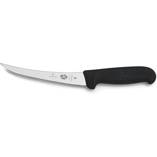 Victorinox Fibrox Curved Boning Knife, Flexible Blade, 6-Inch, Black