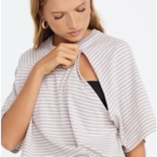 Breastfeeding Friendly Tee - Beige Stripe – Apero Label