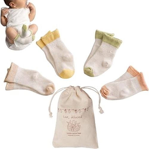 Organic Preemie Socks - Girls & Boys Premature Baby Turn Cuff Tiny Socks, 2-5lb -Preemie Clothes Hypoallergenic Cotton