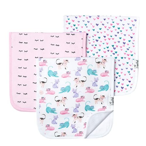 Copper Pearl Premium Baby Burp Cloths - 3-Pack Large Cotton Burp Cloths, Extra Soft Spit Up Rags with 3 Absorbent Layers, Perfect for Baby Boy and Baby Girl Gifts (21" x 10" Size, Atwood Set)