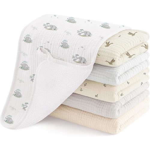 Susurration Muslin Burp Cloths, Soft Baby Burping Cloths for Unisex Boys and Girls, Newborn Essentials Large Extra Absorbent Washcloths, 20x10in, 6 Pack