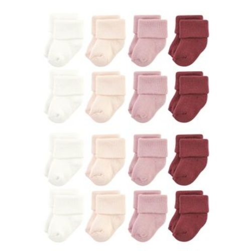 Hudson Baby Cotton Rich Baby Terry Socks 16-Pack, Solid Blush Pink, 6-12 Months