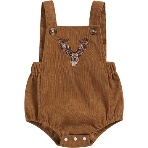Pudcoco Infant Baby Boys Girls Overalls Sleeveless Mallard Duck Embroidery Corduroy Rompers Newborn Summer Outfit