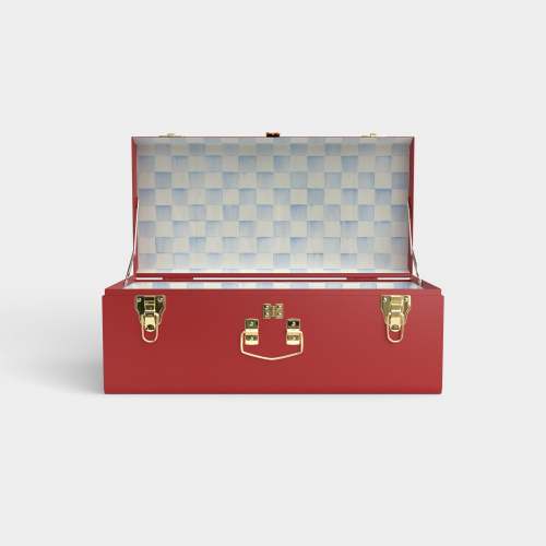 Petite Trunk - Red - Sky Check / Embroidery
