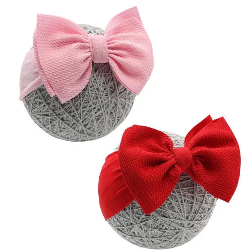 Baby Girl Bows Newborn Headbands Valentines Infant Large Bows Handmade Hairbands for Photography/Baby Gifts(Red&Pink)