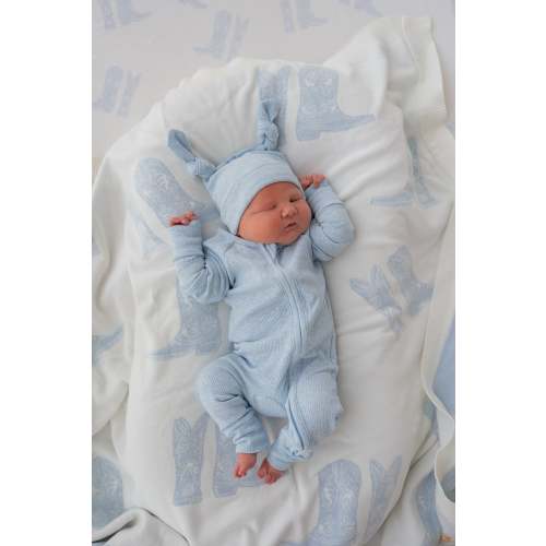 Zip Romper | Ocean Blue Rib – Little and Fern