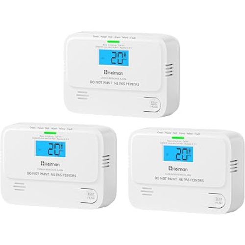 Heiman Carbon Monoxide Detectors, Low-Level Digital Display CO Alarm 3 Pack