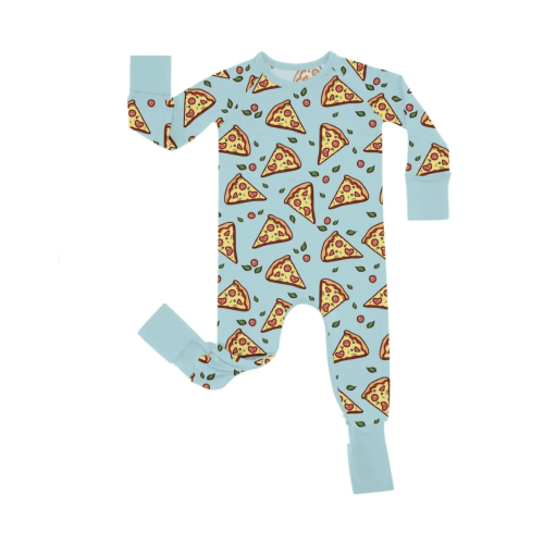 Pizza Doodle Bamboo Crescent Zippered Romper