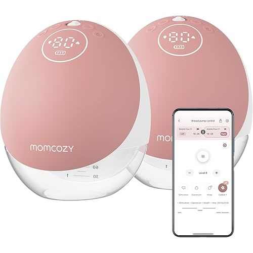 Momcozy Wearable Breast Pump M9, Hospital Grade Medical App-Controlled Hands-Free Electric Breast Pump Red 2 Count