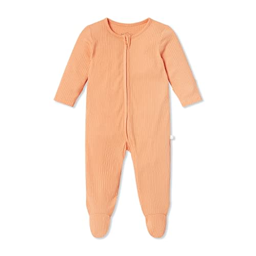 MORI Baby Ribbed Clever Pajamas with Two-Way Zips & Scratch Mitts – Footed Nightwear – Viscose from Bamboo & Cotton