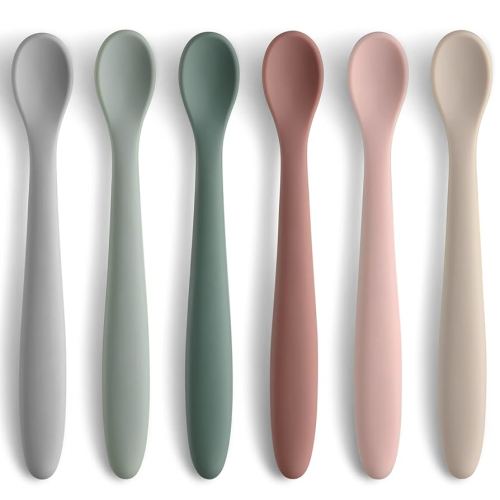 6-Piece Silicone Baby Feeding Spoons, First Stage Infant Spoons, Soft-Tip Easy on Gums I Baby Training Spoon | Infant Utensils Feeding Supplies, Dishwasher & Boil-proof