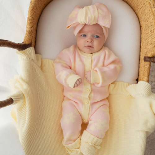 Knit Classic Romper | Daisy Floral Lemon