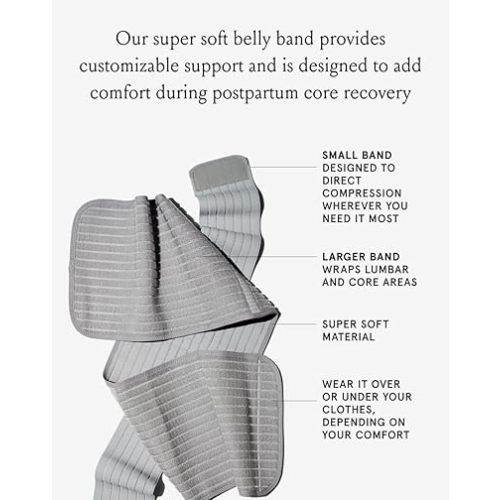 Bodily Postpartum Belly Band & Abdominal Binder for C-Section Recovery – Adjustable Compression Belly Wrap for Post Surgery Abdominal Support – Postpartum Belly Binder, Stomach Wrap, One Size