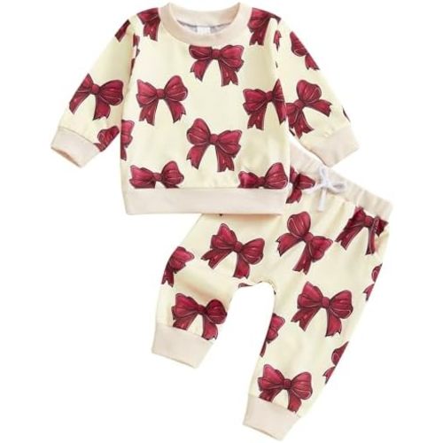 Mubineo Toddler Baby Girl Clothes Cute Long Sleeve Sweatshirt Sweatpant Outfits Fall Winter Tops Pant Outfit Sweatsuit