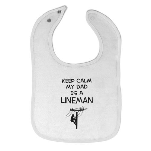 Toddler & Baby Bibs Burp Cloths Dad Keep Calm My Dad is A Lineman Father's Day Cotton Baby Items for Baby Girl & Boy White Design Only