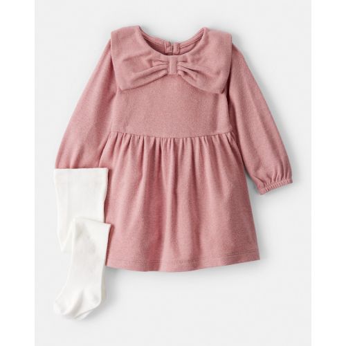 Baby Girl Bow Collor Long-Sleeve Dress Set - White/Pink - Carter's | Carter's