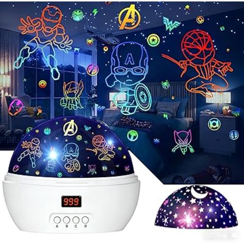 MOKOQI Kid Light Projector Superhero Toys for Boys 5-7 Avengers Night Light