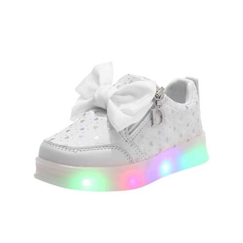 Yindaity Kids Light Up Shoes Led Flash Sneakers for Boys Girls Toddles Gift for Birthday (White,10)