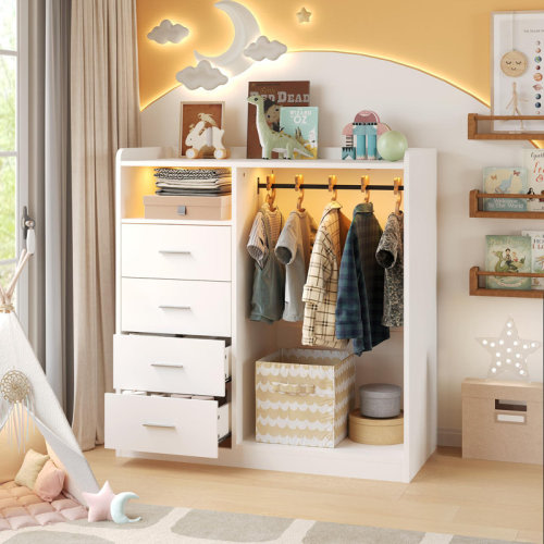 Ebern Designs Brown 4-Drawer Wardrobe Closet Organizer