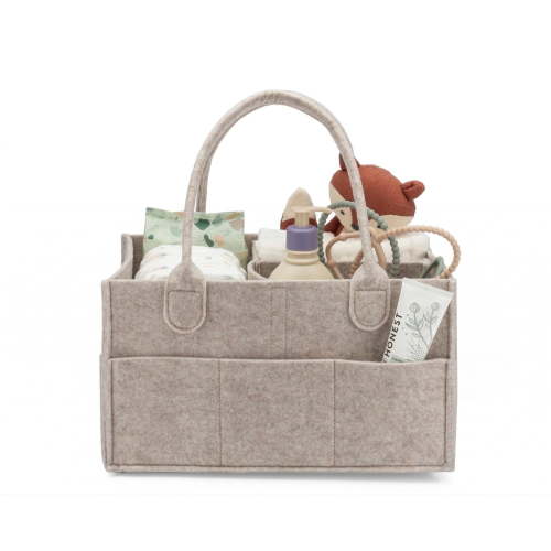 Diaper Caddy Organizer for Baby Nursery, Felt Storage Basket with Handles for Diapers, Wipes, Toys & Baby Essentials, Car Organizer, Oatmeal