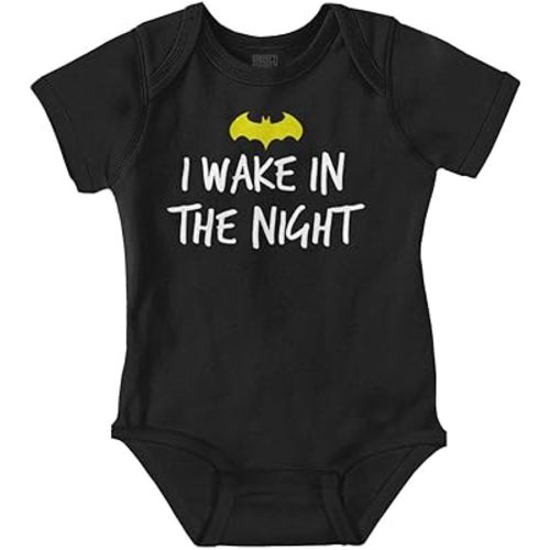 Brisco Brands I Wake in the Night Superhero Bat Baby Romper Boys or Girls
